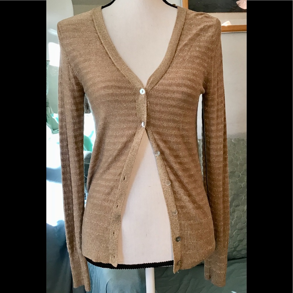 Mango Suit shiny dark gold cardigan. S
